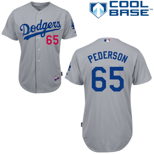 Joc Pederson #65 MLB Jersey-L A Dodgers Men's Authentic 2014 Alternate Road Gray Cool Base Baseball Jersey